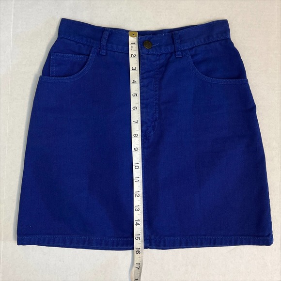 Vintage 80s Georges Marciano for Guess High Rise Denim Mini Skirt Blue Purple 28 - Picture 8 of 12
